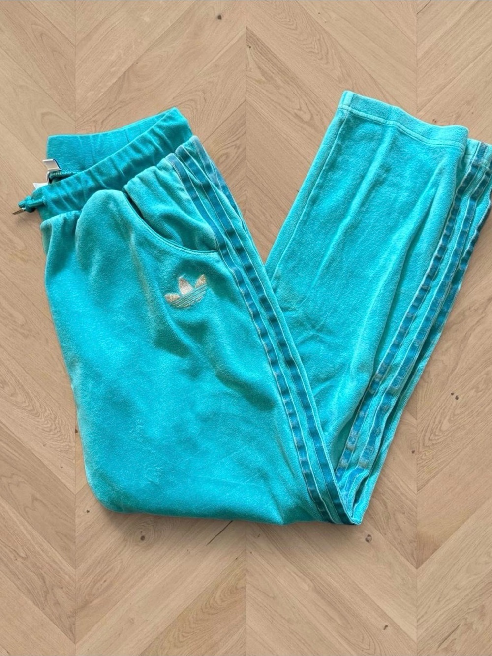 Y2K adidas Turquoise Blue Trefoil Joggers